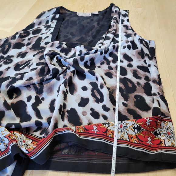 Life style Woman Draped Open Front Sleeveless Cardigan Vest Leopard Print 1X - Picture 10 of 11